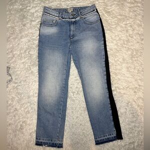 Stylish Blue Jeans with Black Side Stripe